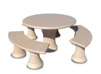 Ref. 804 Round Table - Height 75 cm x Length 125 cm-three seats half moons